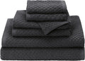 COTTON CRAFT Euro Spa Waffle Weave 6 Piece Towel Set - 100% Cotton - Charcoal