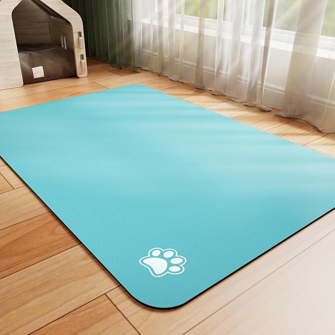 HotLive Dog Food Mat - Absorbent Cat Mat for Food and Water, No Stains Pet Feeding Bowl Mat, Easy to Clean Pet Placemats, Quick Dry Dog Water Dispenser Mat for Messy Drinkers | Paw Teal 16"x 24"