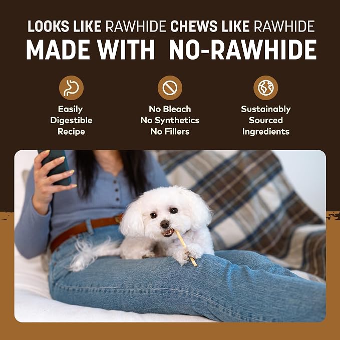 Earth Animal No Hide Stix - Long Lasting Rawhide Free Small Dog Chews Sticks, Venison - 20 Count Value Pack