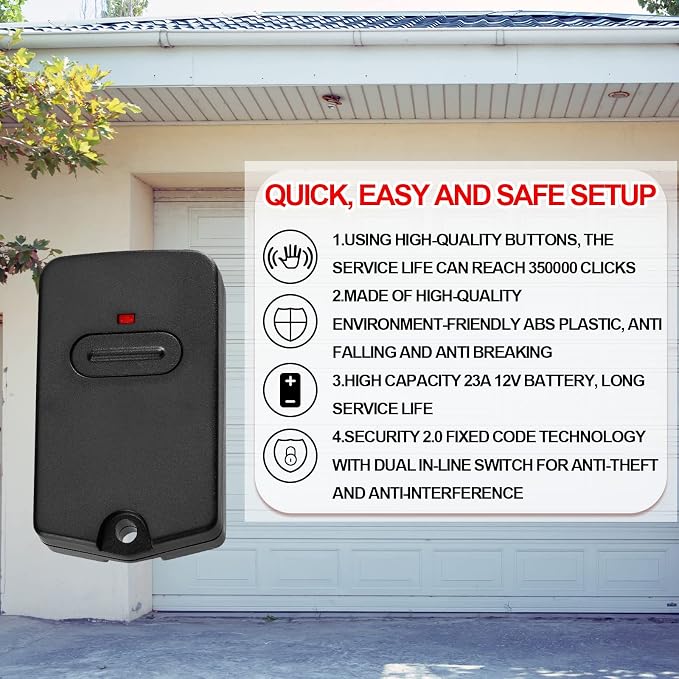 Kingdder 6 Pcs Gate Opener Remote Compatible with Mighty Mule RB741 Gate Control Remote Works Compatible with GTO RB741/FM135 Transmitter Control Single Button Garage Door Controller Replacement