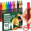 ARTISTRO 12 Acrylic Paint Pens for Calligraphy – Markers With Medium Precision Tips – Multisurface Painting for Fabric, Rock, Glass, Wood & More