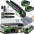 Mini Chainsaw Cordless 8 Inch with 2x 4000mAh Batteries, Portable Electric Chain Saw, Automatic Oiler, Battery Powered Small Handheld Saw, Security Lock Trees Branches Trimming, Wood Cutting, 2026