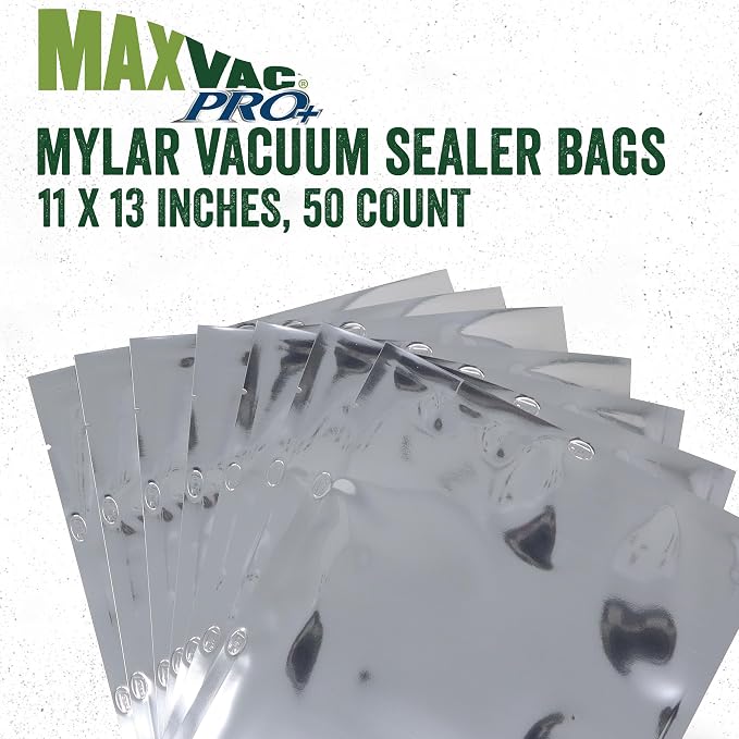 LEM Products MaxVac Pro Mylar Vacuum Sealer Bags, 11" x 13", 50 Count