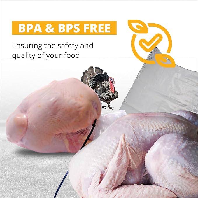 Stromberg's Large Turkey Heat Shrink Clear Bags, Freezer-Safe, BPA & BPS Free Bags with 65 Micron Thickness, Ideal for 25-30 lb Poultry, 18"x32", 25 Pack