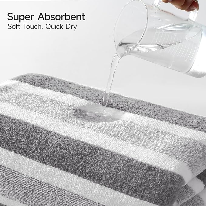 REDKISS 6-Piece Microfiber Bath Towel Set, Ultra Soft, Highly Absorbent & Quick Dry, 35x70 Inch Oversized, Gray Towels for Bathroom, Spa, Gym, 2 Bath 2 Hand 2 Washcloths