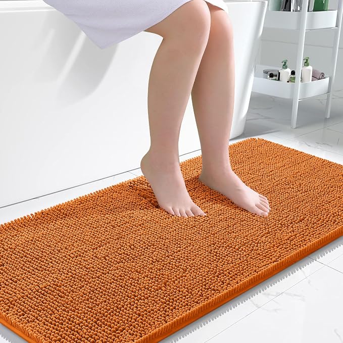 OLANLY Large Bathroom Rugs 45x27, Extra Soft Absorbent Chenille Bath Rugs, Rubber Backing Quick Dry, Machine Washable Bath Mats for Bathroom Floor, Tub and Shower, Home Decor Accessories, Clay
