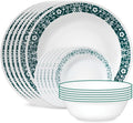 Corelle Vitrelle 18 Piece Glass Dinnerware Sets Service for 6, Triple Layer Chip & Crack Resistant Glass Plate and Bowl Sets, Penelope
