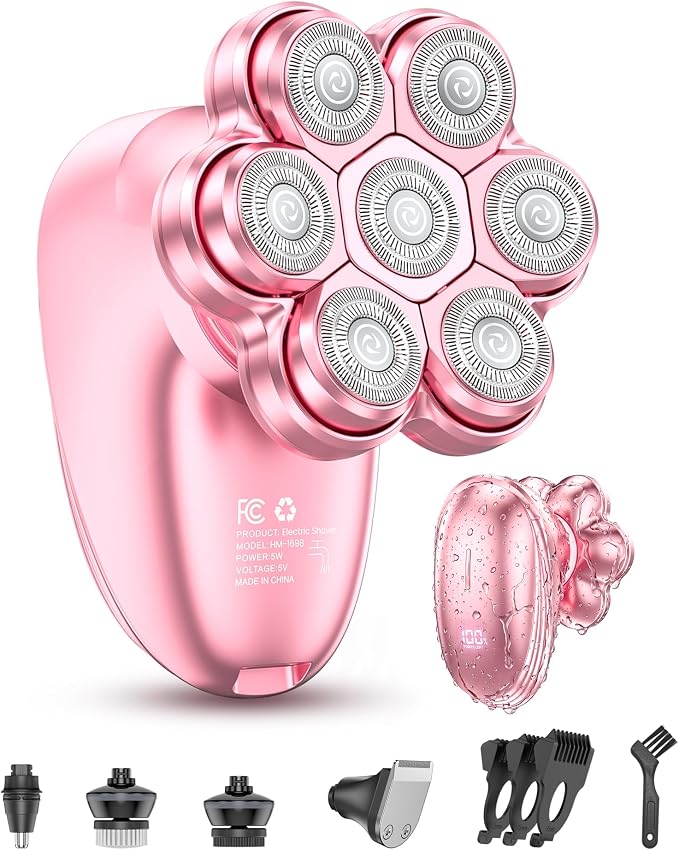 Electric Razors for Women, 5-in-1 Womens Electric Shavers for Legs, 7D Waterproof Wet Dry Travel Body Hair Remover Bikini Shavers for Lady Face Underarms Public