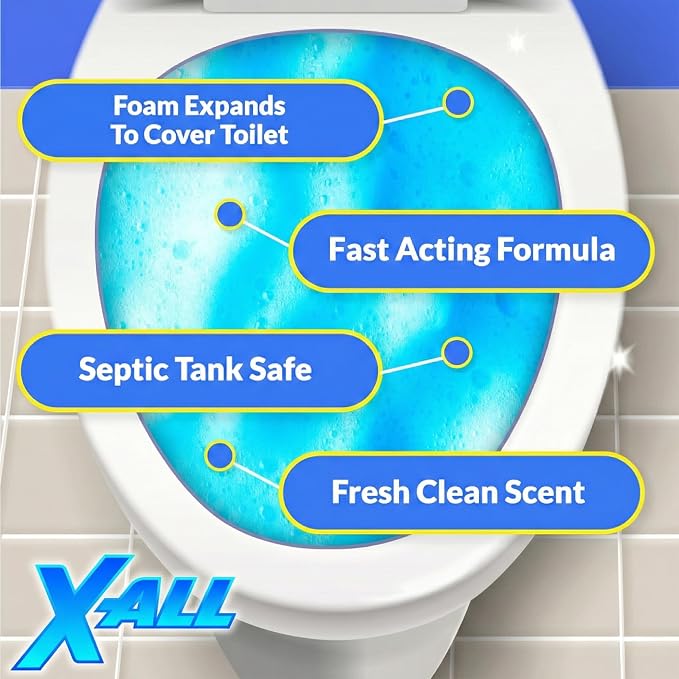 X-ALL Foaming Toilet Cleaner, Self-Activating Powder for Deep Cleaning, Fights Stains, Limescale and Mineral-Buildup (2)
