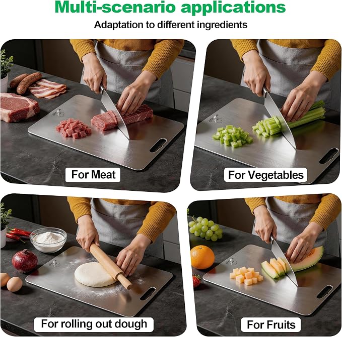 Titanium Cutting Board Set – 100% Pure Titanium, Food Grade | Steel Chopping Boards for Kitchen,Knife-Friendly, Dishwasher Safe, Cutting Boards Non Toxic for Meat, Vegetables, Fruit