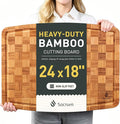 Extra Large Bamboo Wooden Cutting Board Wood Cutting Boards for Kitchen | Heavy Duty, End Grain, Non Toxic, Non Slip, Cutting Board Set, Solid Thick, Juice Groove, Butcher Block, Best Kitchen Gift