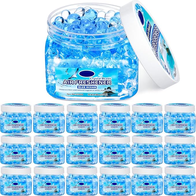 18 Pack Gel Odor Eliminator Beads 8 Ounce Scent Beads Bulk Air Freshener Removing Long Lasting Eliminates Odors for Home, Bathrooms, Cars, Boats, Rvs and Pet Areas(Ocean)