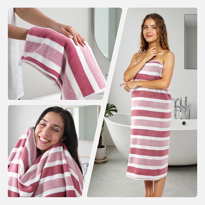 REDKISS 6-Piece Microfiber Bath Towel Set, Ultra Soft, Highly Absorbent & Quick Dry, 35x70 Inch Oversized, Pinkish red Towels for Bathroom, Spa, Gym, 2 Bath 2 Hand 2 Washcloths -