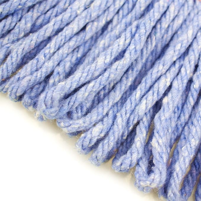 String Mop Heads Replacement Heavy Duty Commercial Grade Blue Cotton Looped End Wet Industrial Cleaning Mop Head Refills (2, Large)