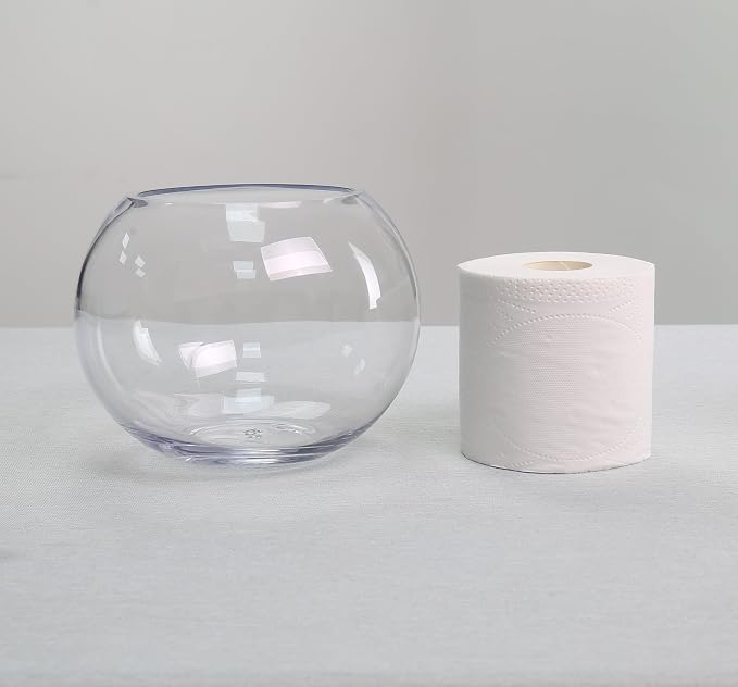 CYS EXCEL Glass Bubble Bowl (H-6" W-8", Approx. 3/4 Gal.) Small Fish Bowl Round Terrarium Vase Globe Flower Centerpiece for Weddings Events Arrangements