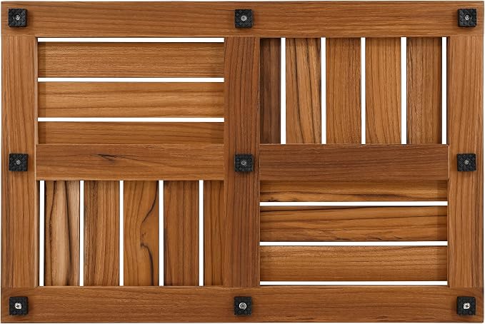 Utoplike Teak Bath Mat, Wood Shower Mats 24 x 16 inch Non Slip for Inside | Bathroom Wooden Sturdy Floor Mat, for Inside Shower, Luxury Spa Home or Outdoor