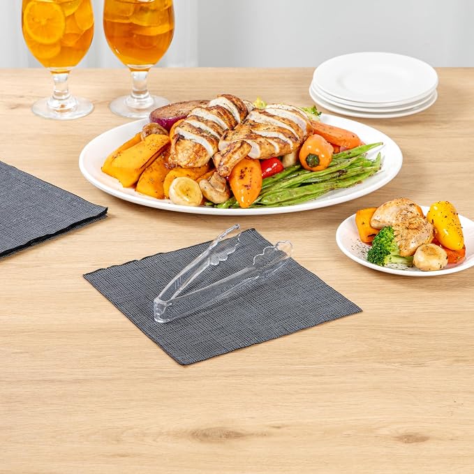 Restaurantware Tongs 100 Pack Of 7 1/2” Heavy-Duty Plastic Kitchen Tongs with Scalloped Edges Disposable Clear Serving Utensils for Hot And Cold Foods Catered Events, Weddings, or Buffets