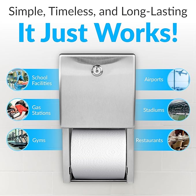 Bobrick Surface-Mounted Multi-Roll Toilet Paper Tissue Dispenser, Satin-Finish Stainless Steel (Model B-2888)