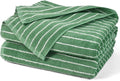 Bath Towels 2 Pack, Lighter & Quick Dry Towels Large 27.5 x 55 inches, | Luxury Terry Cotton Towels for Bathroom Beach Swim, Forest Green & White Striped