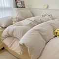 mixinni Tan Striped Duvet Cover Twin XL Size - 100% Washed Cotton Beige Pinstripe Comforter Cover with Zipper Closure, Lightweight & Breathable, 3 Pieces Minimalist Stripes Pattern Printed Bedding Set