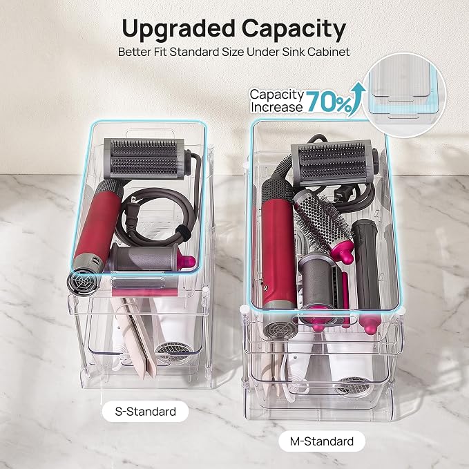 Vtopmart 2 Pack Larger Plastic Bathroom Under Sink Pull-Out Organizer (M-Standard)