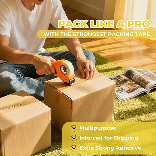 3-Inch Clear Packing Tape 24 Rolls (55 Yards, 2.0 Mil) | Industrial Heavy-Duty Sealing Tape for Warehouse, Fulfillment, Pallets & Shipping | Ultra Strong Adhesion | Fits 3-Inch Tape Dispensers