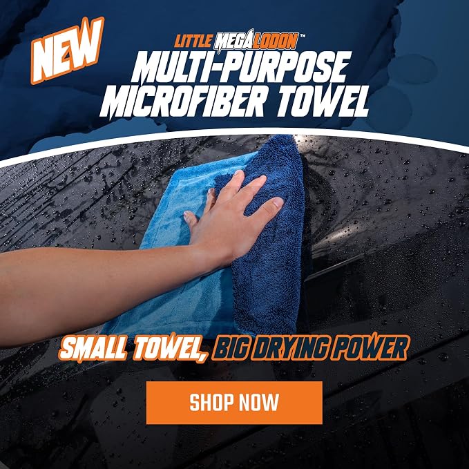 Chemical Guys, Little Megalodon Multi-Purpose Microfiber Towels, 2 Pack