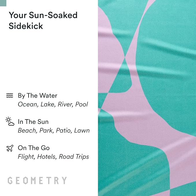 GEOMETRY Micro-Loop Beach Towel – Spring & Summer Collection – Quick-Dry, Sand-Resistant, Ultra-Absorbent Compact Towel for Beach & Travel (Abstract Life)