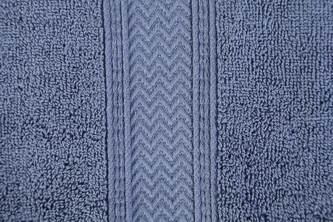 Hillfair Premium 600 GSM 6 Piece Cotton Towel Set - 2 Bath Towels, 2 Hand Towels, 2 Washcloths - Blue - Machine Washable, Hotel Quality, Super Soft & Highly Absorbent