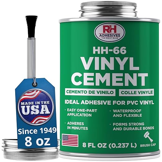 HH-66 Vinyl Cement 8 oz - Vinyl Adhesive, Cement Glue, Industrial Contact Cement for PVC & Vinyl Repair - Waterproof Flexible Vinyl Glue for Tarps, Pool Liners, Inflatables & Marine – RH Adhesives