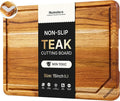 15'' Teak Wood Cutting Board for Kitchen Non Slip Over Sink Charcuterie Board Serving Heavy Duty Non Toxic Wooden Chopping Board Thick Haus Organic Edge Grain Wood Long-Lasting Use