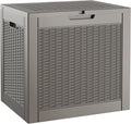 29 Gallon Outdoor Storage Box, Resin Deck Boxes Indoor and outdoor, Waterproof Storage Box Lockable Lid for Garden Tools, Package Delivery, Pool Supplies, Patio Cushions, Grey