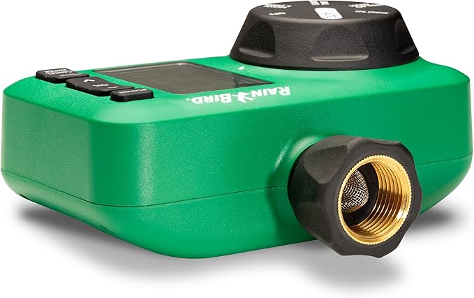 Rain Bird HET200 Electronic Digital Hose End Watering/Irrigation Timer, Battery Operated, 3/4" Garden Hose Thread, Heavy-Duty Brass Inlet, 2 Outlets/Ports