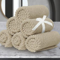 VOOVA & MOVAS Face Cloths 6PC, 100% Cotton, 13x13 in, Dark Tan Beige | Thick, Quick Dry, Soft, Absorbent, Wash Cloths For Showering & Bathroom, Bathroom Essentials