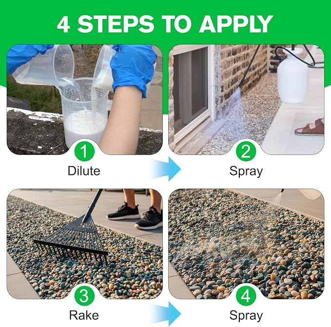 Teexpert Rock Glue for Landscaping: 170OZ Water-Based Formula Mulch Binder for Rocks & Mulch Gravel Pebbles, 100% Permeable Safe for Kids Plants Pets Fast-Drying Easy to Use for Holds 12 Months