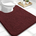 OLANLY Toilet Rugs U-Shaped 24x20, Extra Soft Absorbent Chenille Contour Bathroom Rugs for Toilet, Dry Quickly, Machine Washable, Non-Slip Bath Mat, Andorra Red-Brown
