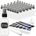 Nevlers Clear Glass Small Spray Bottle 2 Oz 48 Pack | Mini Travel Spray Bottle Set with Funnel, Brush, Marker & Labels | Face, Hair & Body Spritzer Bottles | Small Atomizer Mist Bottles for Perfume