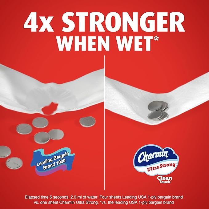 Charmin Ultra Strong Clean Touch Toilet Paper, 30 Family Mega Rolls = 150 Regular Rolls