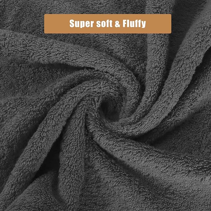 SEMAXE Bath Towel Set, 18 Piece Towel Set for Bathroom, Large Value Pack, Quick Dry Cotton Towels with Hanging Loops, Easy Care, Grey