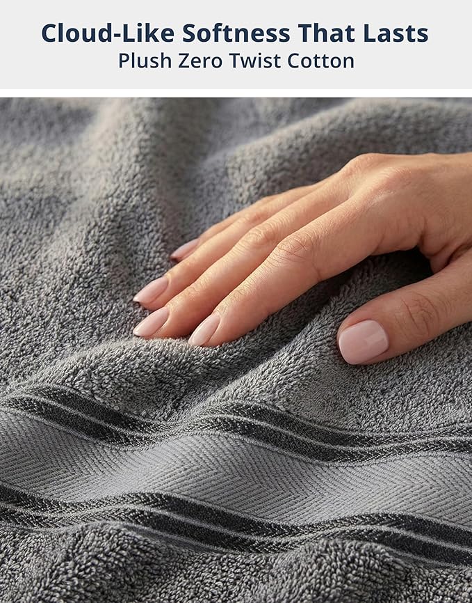 LANE LINEN Bath Towel Set of 12 – Premium 100% Cotton Towels for Bathroom, 4 Bath, 4 Hand & 4 Washcloth, Zero Twist, Hotel Collection Towels, Gentle on Body, Absorbent & Ideal for Everyday Use – Grey