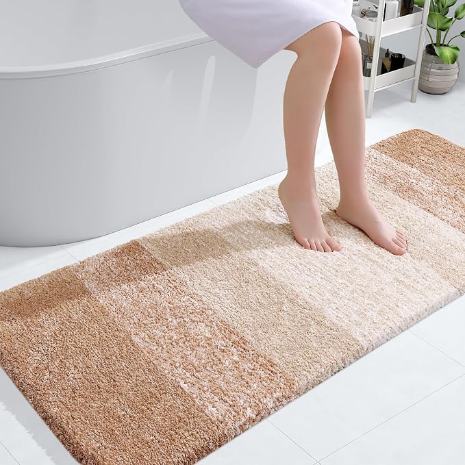 OLANLY Large Bathroom Rugs Mat 54x24, Extra Soft Absorbent Microfiber Bath Rugs, Rubber Backing, Quick Dry, Machine Washable Bath Mats for Bathroom Floor, Tub and Shower, Home Decor Accessories, Beige