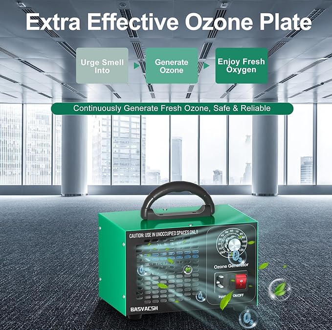 Ozone Generator 45,000mg/h, Home/Industrial O3 Car Deodorizer. Ozone Machine Air Ionizer Ozone Odor Eliminator for Strong Odor. Odor Eliminator for Home, Car, Pet. Room Deodorizer For 2500 sq ft.