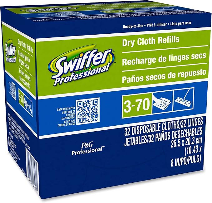 Swiffer® Sweeper Dry Cloth Refills, 10-5/8" x 8", White, 32 Cloths Per Box, Carton of 6 Boxes