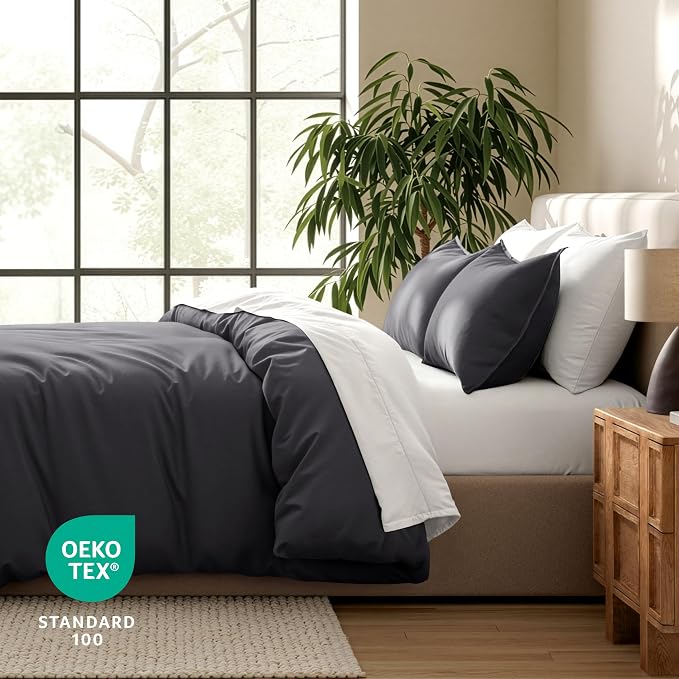 Bare Home Bedding Duvet Cover Full Size - Premium 1800 Super Soft Collection - Lightweight, Cooling - Soft Breathable Bedding Duvet Cover (Full, Forged Iron Grey)