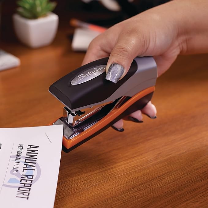 Swingline Stapler, 40 Sheet Capacity, Optima 40, Jam Free, Reduced Effort, Compact, Soft Grip, Metal, Orange, Silver and Black (87842)