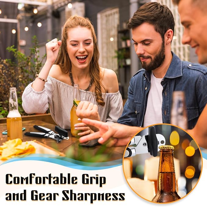 Gisafai 12 Pcs Manual Can Opener Bulk with Sharp Blade Smooth Edge Multifunctional Kitchen Gadget Handheld Openers Large Handheld Knob Can and Bottle Animals for Dorm Kitchen Essentials Gifts