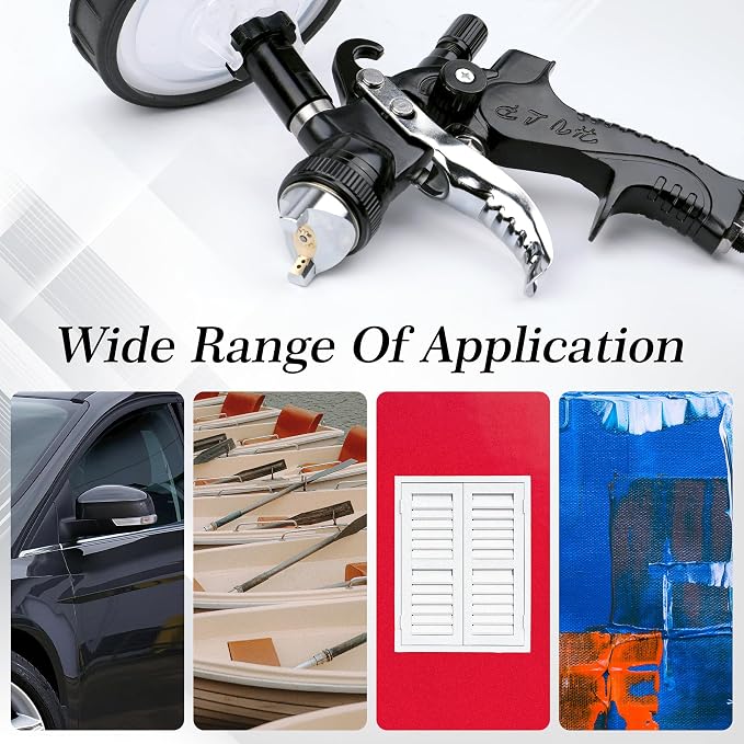 HVLP Spray Gun with 10Pcs 600ML Disposable Paint Cups, 5 Nozzles,1.4/1.7/2.0/2.5/3.0mm, Automotive Gravity Feed Paint Spray Gun Kit with Air Compressor Regulator for Auto (Black)