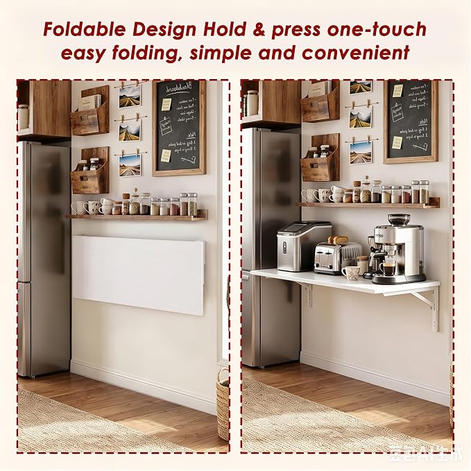 Need Wall Mounted Folding Table for Office Laundry | 30x20 IN Fold Down Wall Mount Desk Folding Wall Table for Small Apartments, Garage&Ironing Station, White&White Frame