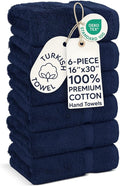 Chakir Turkish Linens | Hotel & Spa Quality 100% Cotton Premium Turkish Towels | Soft & Absorbent (6-Piece Hand Towels, Navy)