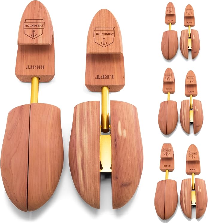 HOUNDSBAY Cedar Shoe Tree, Shoe Trees for Men & Women - Shaper & Stretcher | 100% Aromatic Red Cedar Wood Shoe Trees for Boots & Sneakers, Natural Crease Protector & Shoe Shaper, Shoe & Boot Trees